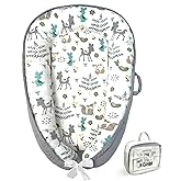 Baby Lounger for Newborn 0–24 Months, Baby Pillow & Baby Nest Lounger, Organic Cotton Breathable Infant Pillow, Portable Baby Nest for Home & Travel (Light Grey)