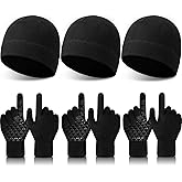 SATINIOR 6 PCS Winter Warm Beanie Hat Fleece Cap and Touchscreen Thermal Anti-Slip Gloves