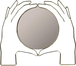 My Natural Gourmet Large Gold Hands Scrying Decorative Mirror for Wall Decor Bedroom Mediation Yoga Calming Zen Decor Bathroom Modern Gym Decor Door Full Kids Room Hanging Home Espejos Circle Round