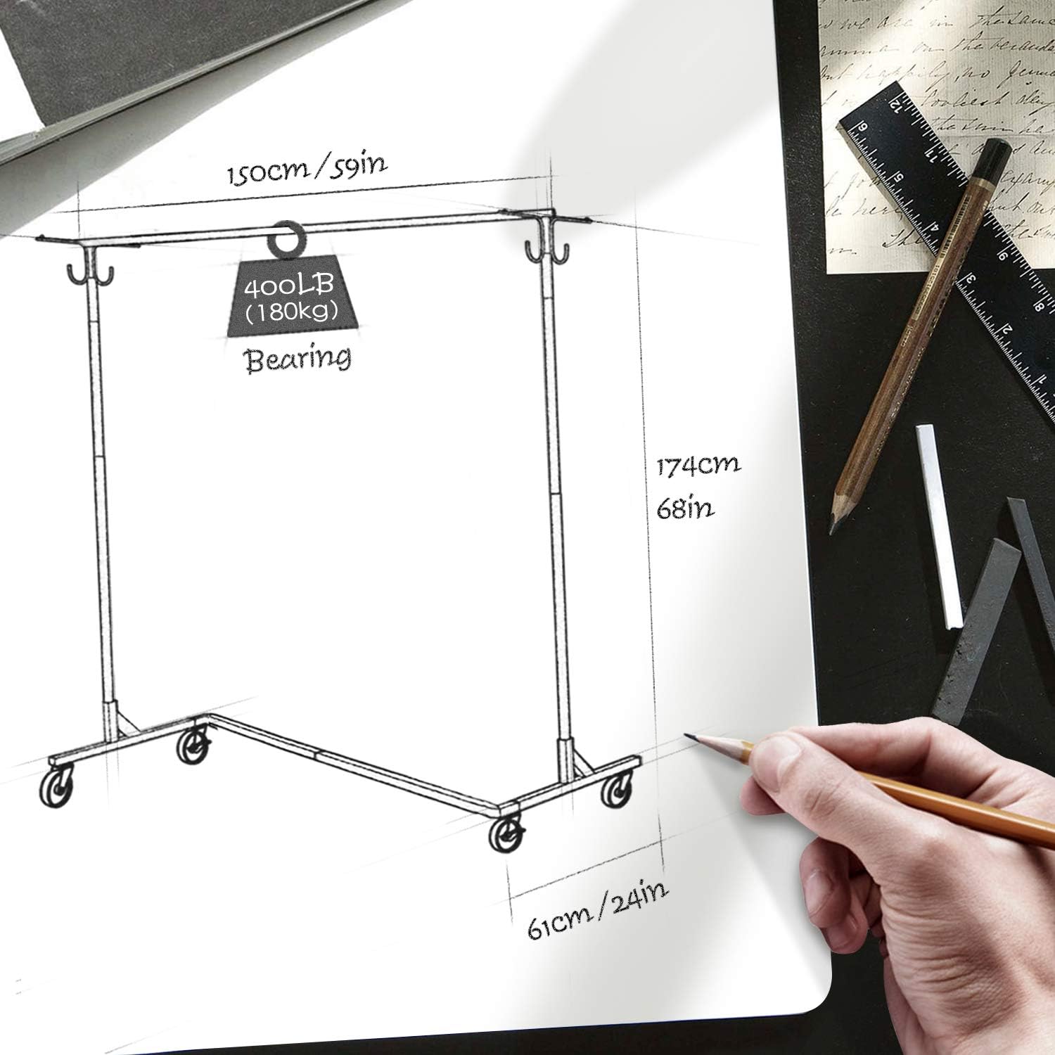 Greenstell Clothes Rail with PVC Cover and Wheels,Industrial Pipe Style ...