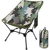 TUIKEN Ultralight Camping Chair Backpacking Chair, Portable Camp Chair with Cup Holder & Storage Bag, Lightweight Compact Folding Chair for Hiking, Travel, Picnic Mountaineering (Camo)