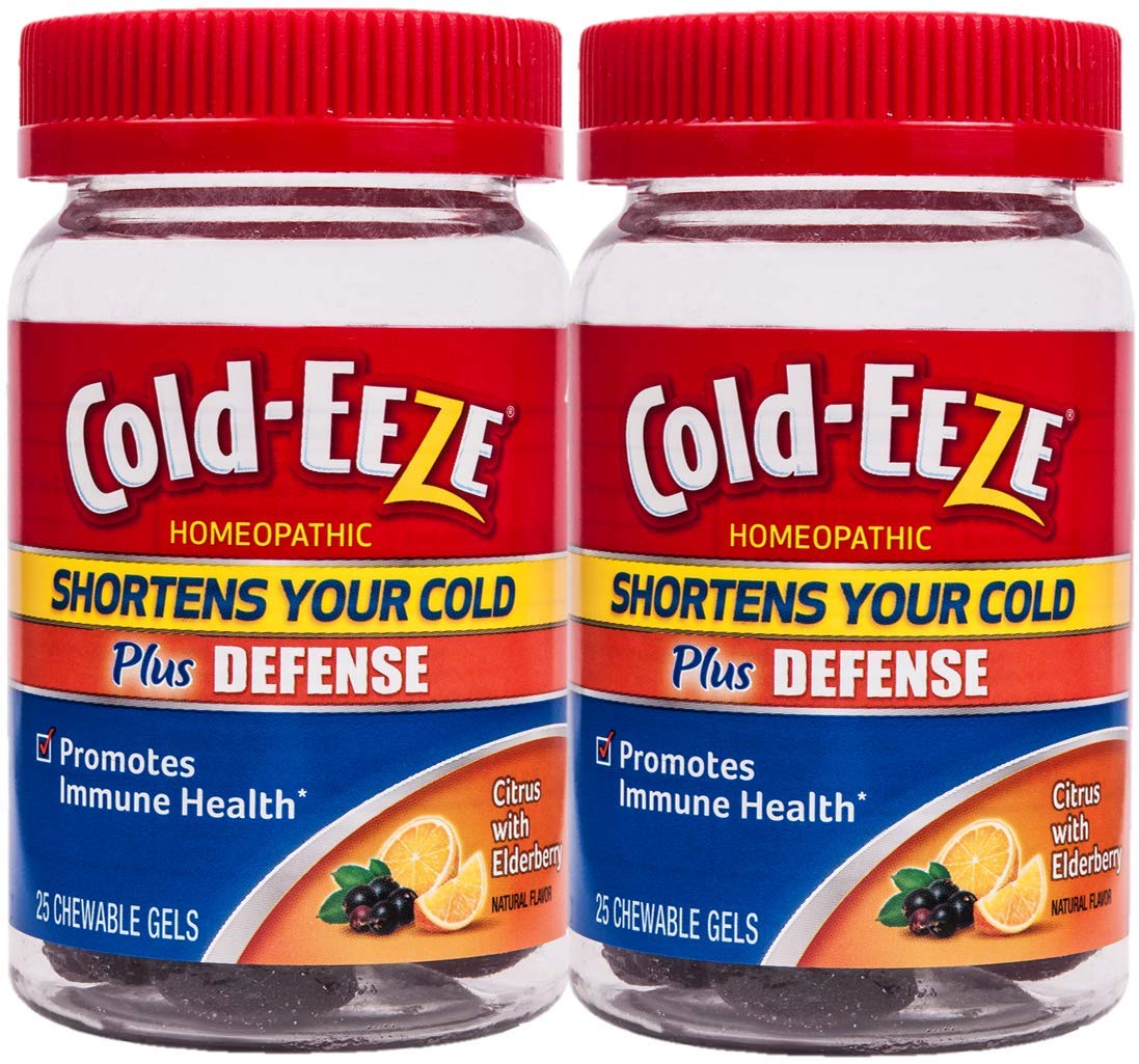 Cold-EEZE Plus Defense Chewable Gels, Twin Pack, Citrus with Elderberry 25ct- Shortens Colds, Promotes Immune Health*