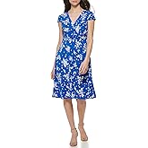 Jessica Howard Womens Printed Knit Jersey Fit & Flare Cap Sleevee-Desk to Dinner