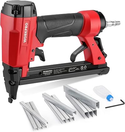 WORKPRO 22GA Pneumatic Air Staple Gun 6-16mm Staples DIY Woodworking Furniture
