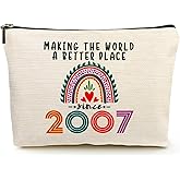 Suemetic 19th Birthday Gifts for Girls Makeup Bags, 2007 Happy 19th Birthday Decorations for Teen Girls, 19 Year Old Girl Gifts for Daughter, Sister, Granddaughter, Cosmetic Travel Pouch, Christmas