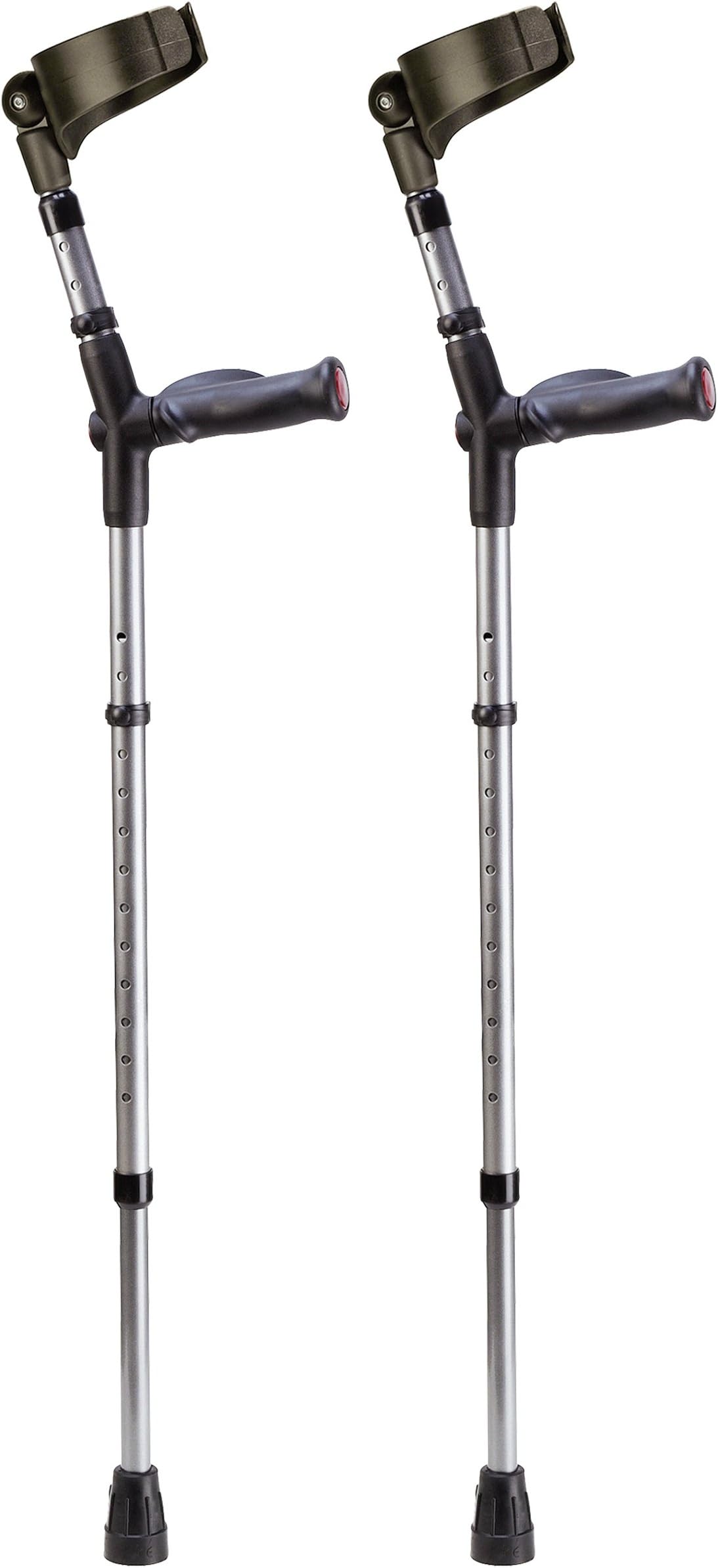 Ossenberg Metallic Grey Pair of Anatomic Soft Grip Closed Cuff Forearm Crutches