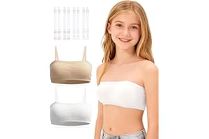 iMuchic Girl Bandeau Bra - Multifunction Seamless Wireless Elastic Bras with Adjustable Replace Clear Straps and Solid Strap