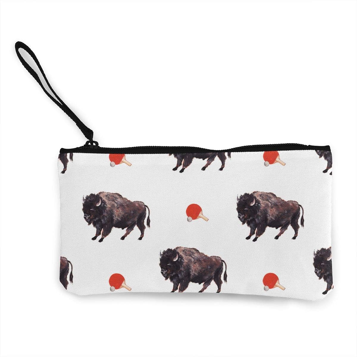 Oomato Canvas Coin Purse Ping-Pong Bull Cosmetic Makeup Storage Wallet Clutch Purse Pencil Bag