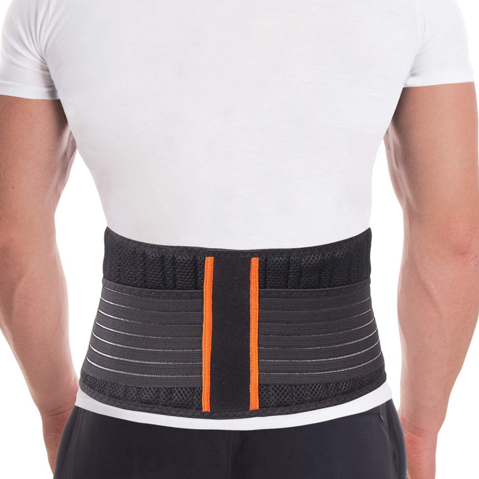 TOROS GROUP MANUFACTURE Lumbar Support Brace 8 rib stiffeners height 18 cm Black Large