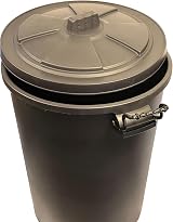 OptiProducts 110L Heavy Duty Black Plastic Rubbish Refuse Bin with Locking Lid view 3