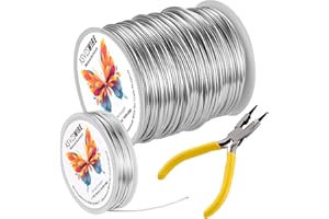 16 Gauge(1.5mm) Aluminum Wire 164 Feet(50M) KSVZS Bendable Metal Wire for Crafts, Sculpting, Armature, Jewelry Making【3-in-1】+18Gauge(1.0mm) 32.8Ft(10M)+1 Pliers(Silver)…