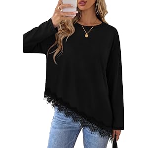 WIHOLL Long Sleeve Shirts for Women Tunic Tops Fall Fashion Clothing