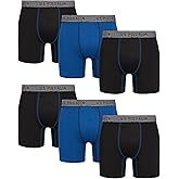 U.S. Polo Assn. Mens Boxer Briefs - 6 Pack 6" Inseam Moisture Wicking Performance Mens Underwear Boxers with Contour Pouch