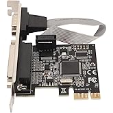 ASHATA Serial Host Controller Card, PCIe to RS232 Expansion Card, 9pin Serial 25pin Parallel Port Combo 2.5Gbps PCIe Com Port