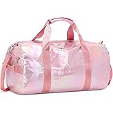 Gym Bag Sports Duffle Bag with Wet Pocket Weekender Overnight Bags with Waterproof Shoe Compartment for Girls Kids Women Travel Dance Yoga Workout Bags (Pink)