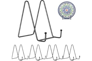 Kruodop 5 Pack Black Iron Plate Stands for Display, 4 Inch Plate Holder Display Stand, Multi-functional, Space Saving, Elegan