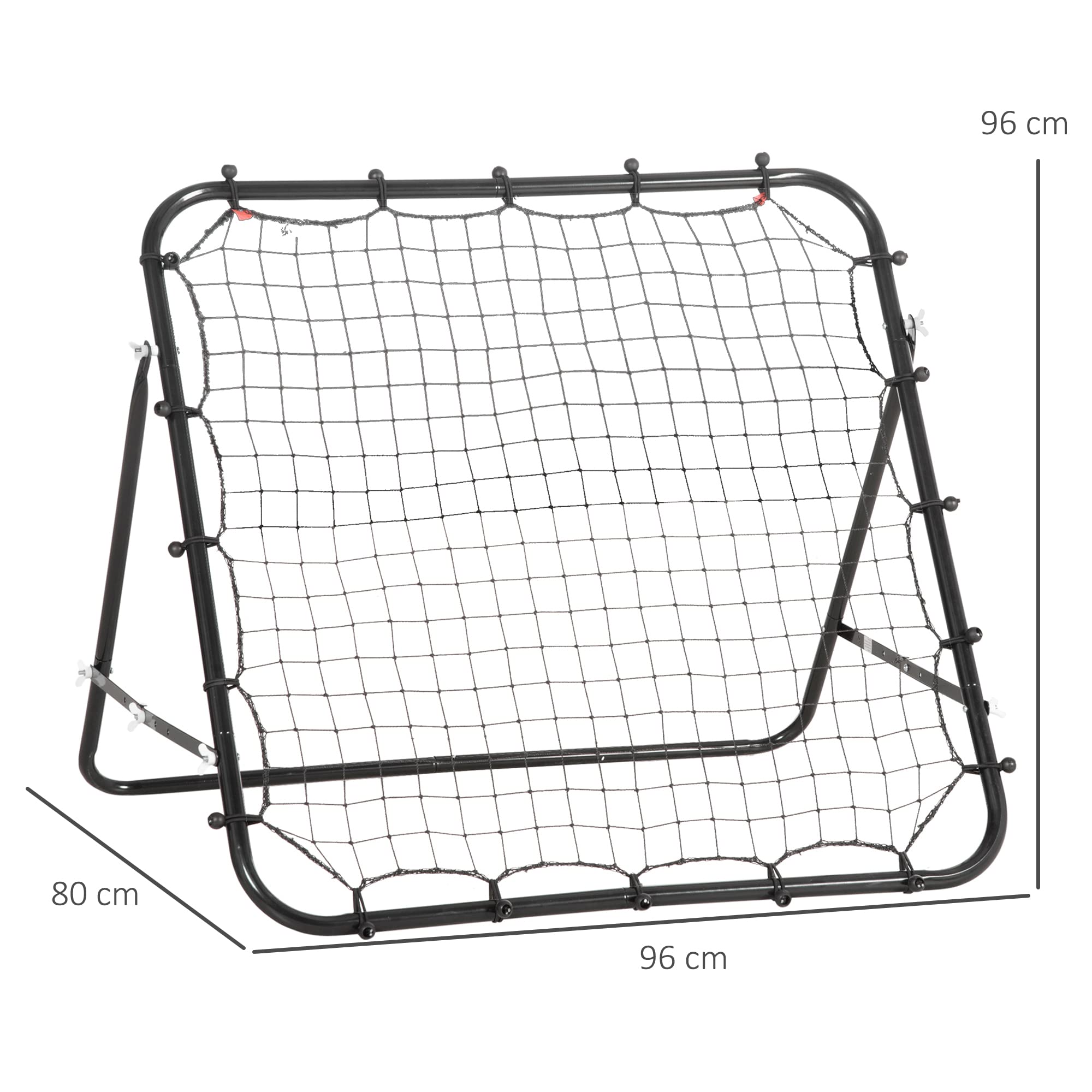HOMCOM Rebounder für Fußball, 84 x 84 cm Fussball Rebounder mit stufenlos verstellbarem Winkel, Kickback Rückprallwand Fußballtor für Jugendliche Schuss-, Pass- und Ballannahmetraining Schwarz 7