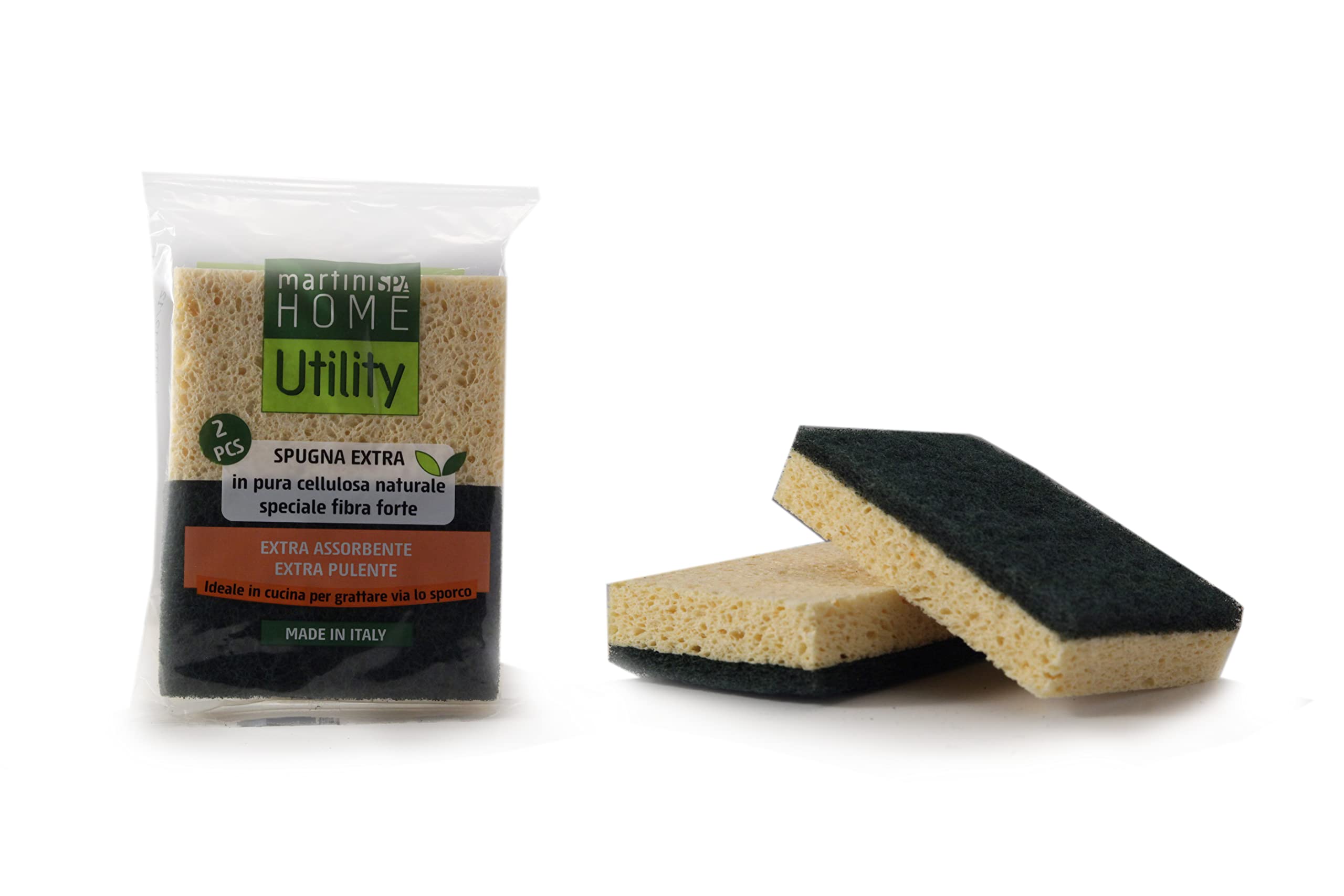 Martini SPA Utility Scouring Sponges 2 Pure Cellulose with Strong Fibre