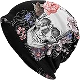 GVGOAGL Skull Beanie for Women Men, Warm Stretch Knitted Beanies Hat Lightweight Casual Slouchy Cap Cancer Headwear