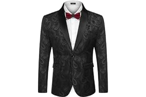 COOFANDY Mens Floral Tuxedo Jacket Paisley Shawl Lapel Suit Blazer Jacket for Dinner,Prom,Wedding