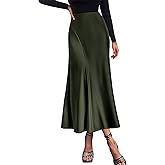 KIRUNDO Women Spring Summer Satin Maxi Skirt 2026 Trendy High Waisted Wedding Cocktail Party Work Silk A-Line Formal Skirts