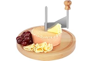 HIERTAOP Cheese Curler, Stainless Steel Shaver, Wooden Cheese Slicer Board, Rust-Proof Multifunctional Chocolate Flower Shave