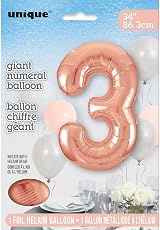 Unique Rose Gold Number 3 Shaped Large Foil Balloon 86cm view 3