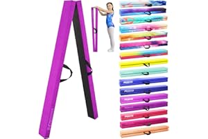 FC FUNCHEER 8FT Folding Balance Beam -Gymnastics Floor Beam -Gymnastics Equipment for Kids,Wood core- Anti-Slip Bottom and Carrying Bag for Home