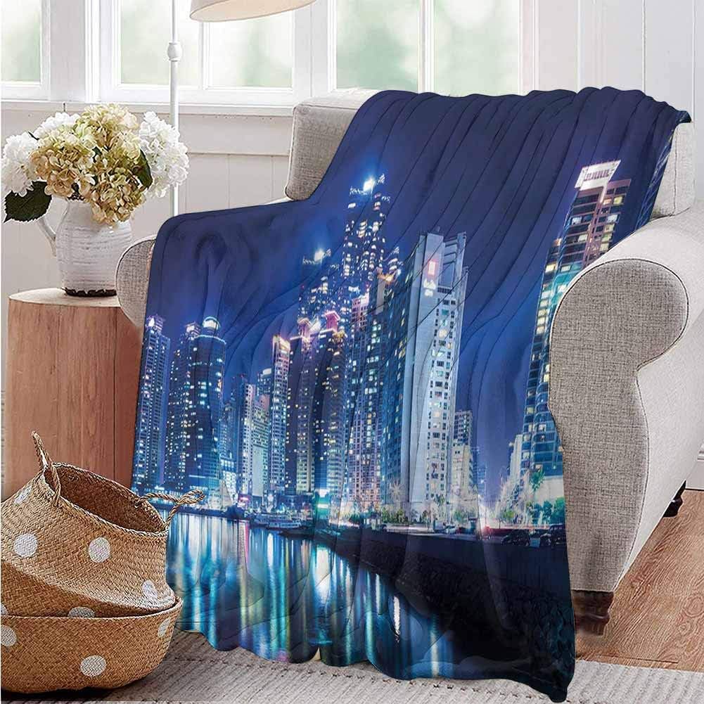 Luoiaax Urban Comfortable Large Blanket Busan City Sky South Korea Microfiber Blanket Bed Sofa or Travel W70 x L70 Inch