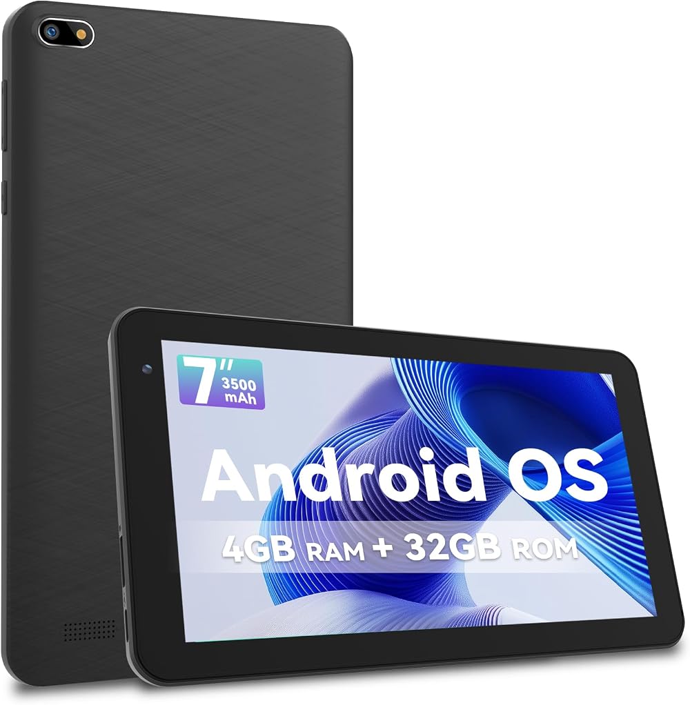VASOUN 7 inch Tablet Android 13 Quad Core 32GB 1024x600 IPS Case