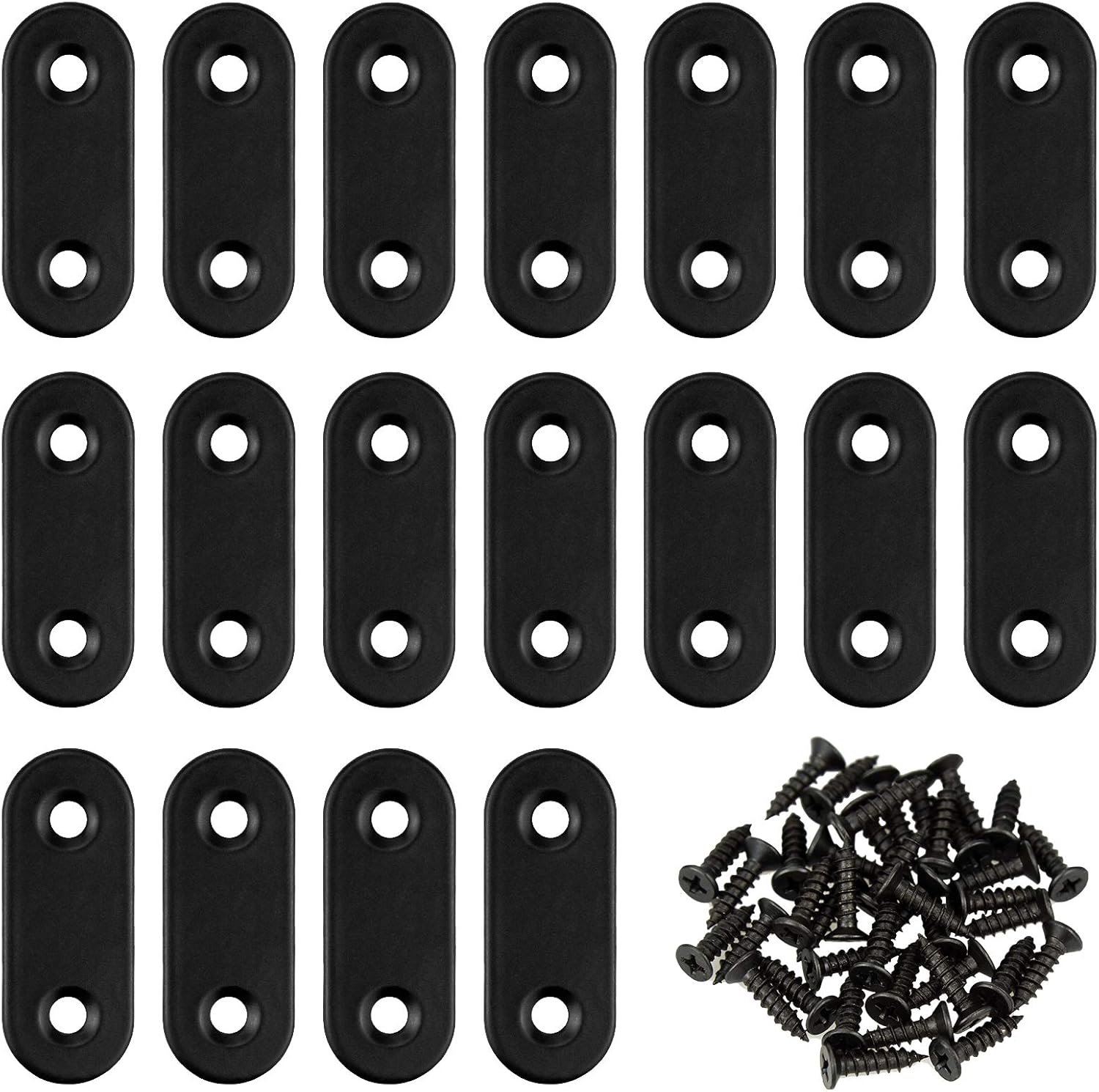18 Pack Stainless Steel Straight Brace Black Straight Flat