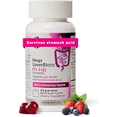 Microbiome Labs MegaSporeBiotic Kids Probiotic - Spore Based Gummy Probiotics for Kids - Supports Gut Health &amp; Immunity with Bacillus Probiotic Blend - Berry Flavored (30 Gummies)