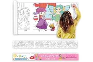 Vamotto Large Size Coloring Paper Roll for Kids, Toddler Drawing Paper Roll,DIY Sticky Wall Painting Color Filling Paper,Creative Early Educational Toys for Toddlers 120 * 15 Inch (Princess)