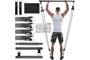 Bbtops Pilates Bar Kit with Resistance Bands,3-Section Pilates Bar with Stackable Bands Workout Equipment for Legs,Hip,Waist and Arm,Exercise Fitness Equipment for Women & Men Home Gym Yoga Pilates
