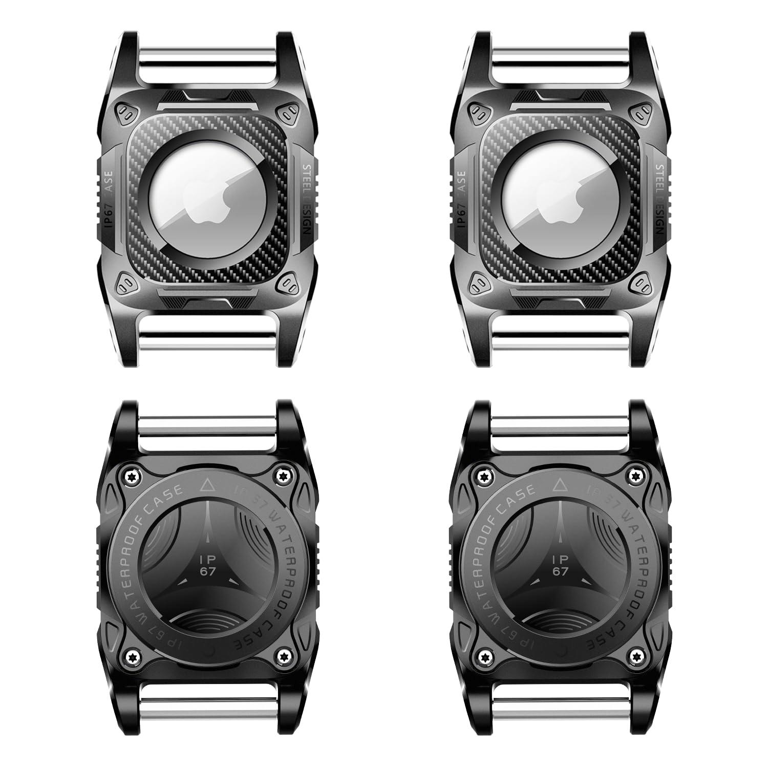 4 PACK Air Tag Dog Collar Holder, IP68 Waterproof Air Tag Holder, Air Tag Case for Dog Collar,Hard TPU Full Protection, Detachable Metal Bolt for Any Collars Straps Compatible Apple Air Tag — image 1