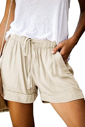women's elastic waist shorts with pockets