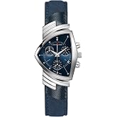 Hamilton Ventura Quartz Men's Watch, 32mm x 50mm Stainless Steel Case | Swiss Made, Blue Dial Analog Watch, Water Resistance 50m, Sapphire Crystal, Textile Strap
