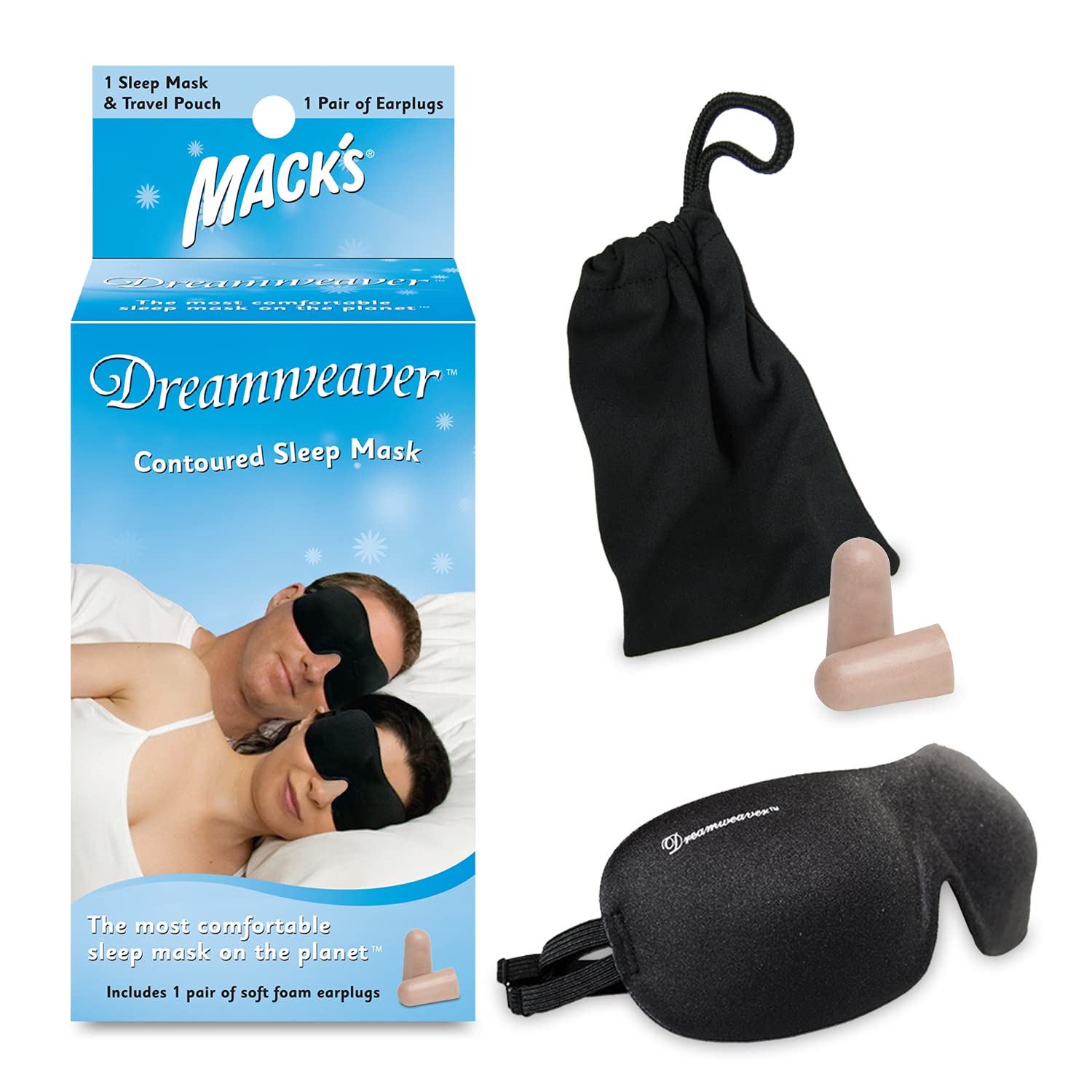 Photo 1 of Mack's Dreamweaver Contoured Sleep Mask - Comfortable, Adjustable, Dual Strap Eye Mask with Ultra Soft Foam Earplugs