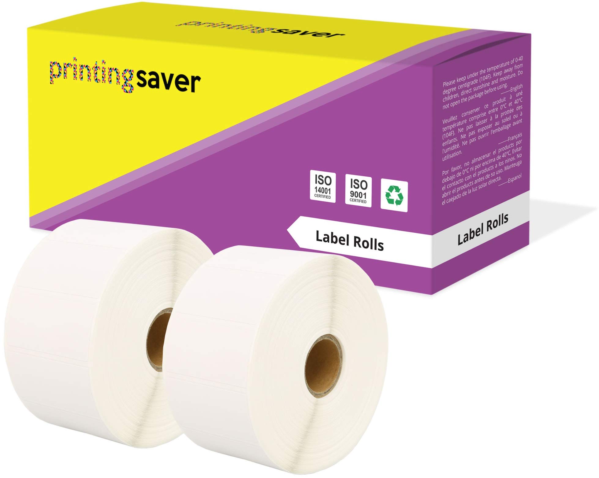 Printing Saver 50 x 25 mm 2 Compatible Direct Thermal Labels Rolls (1000 Labels per Roll) for Zebra Toshiba Citizen Sato Honeywell Intermec Datamax CAB Eltron Godex Orion UPS Wasp Label Printers