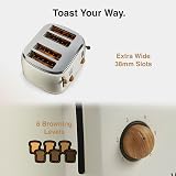 VonShef Fika Kettle & Toaster Set Nordic Cream Wood 1.7L 3000W 4-Slice view 6