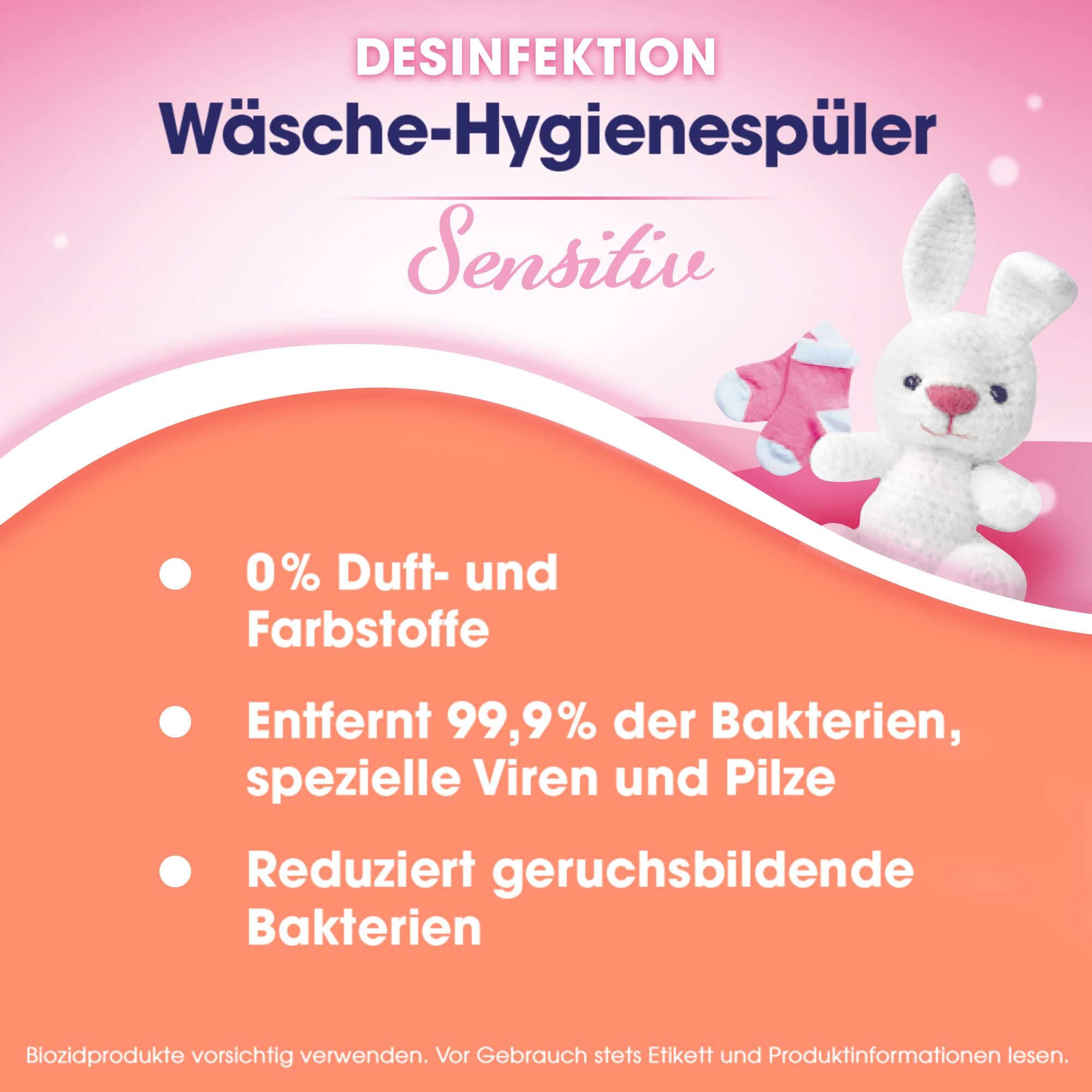 Sagrotan Wäsche-Hygienespüler Sensitiv 0% – Desinfektionsspüler für hygienisch saubere und frische, ohne Farb- und Duftstoffe – 4 x 1,5 l Reiniger im praktischen Vorteilspack 4