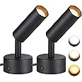 SUNVIE 2 Pack LED Spot Lights Indoor 3000K/4000K/5000K Adjustable Up Lights Indoor 3W Dimmable Floor Spotlight Lamp for Plants Decor 120V Uplighting Indoor for Pictures Artwork Wall Accent Lighting