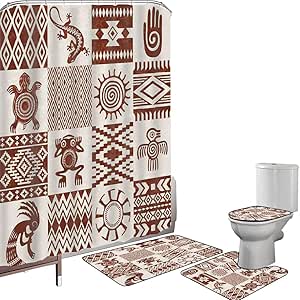 Juego de cortinas baño Accesorios baño alfombras Del suroeste