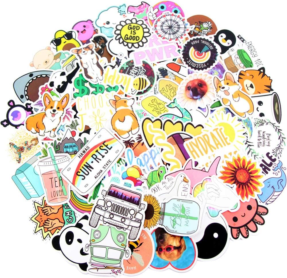 100 Pcs VSCO Stickers Cute Cool Waterproof Vsco Vinyl Stickers Decals for Hydro Flask, Water Bottle and Office Laptop - Suitable for Kids, Girls, Teens, Women