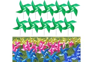 Tsocent 100 Pcs Pinwheels, Dark Green Color Toy Wind Spinners and Party Favors Gifts for Kids, Outdoor Decorational Pinwheels for Yard and Garden(Dark Green)