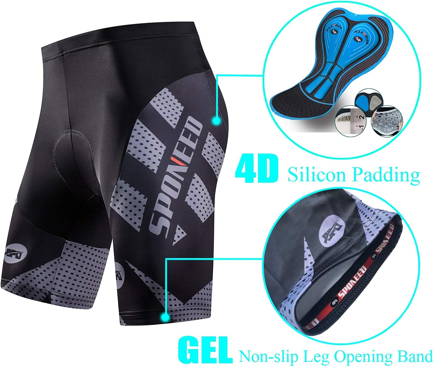 sponeed Men's Cycling Shorts Padded Bicycle Riding Pants Bike Biking Clothes Cycle Wear Tights: Clothing