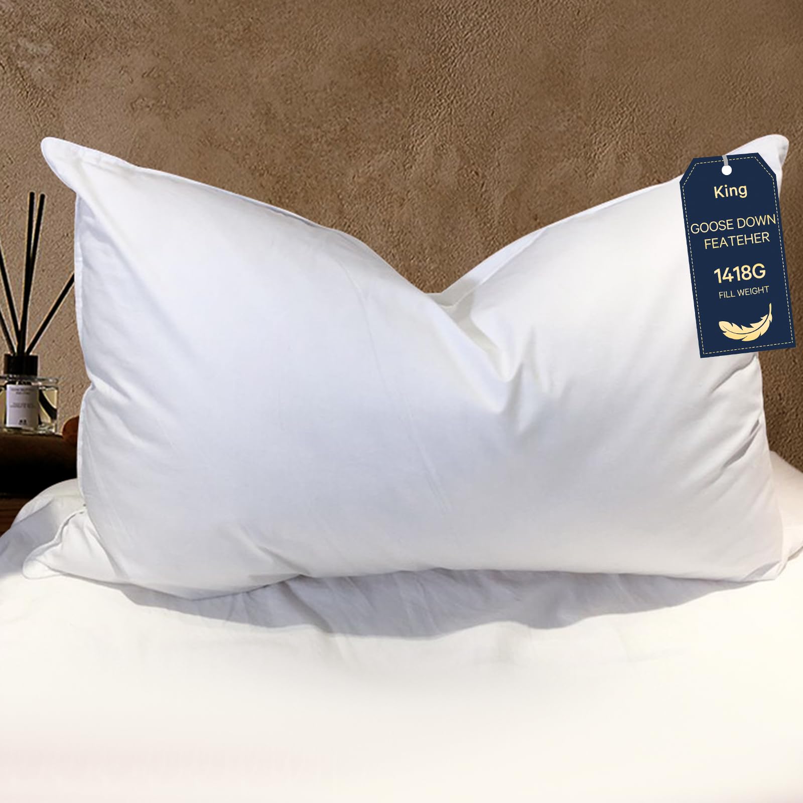 Photo 1 of BHZ King Pillow Feather Down Hotel My King Pillow Bed Goose Pillows Alternative Luxury Pillows for Sleeping Side and Back Sleepers Soft Support Gifts White