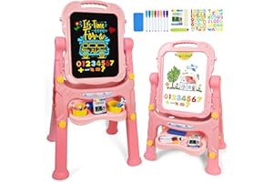 Joyooss Art Easel for Kids Adjustable Toddler Easel Stand for Painting,Magnetic Double Sided Drawing Dry Erase Board Children Art Accessories for Kid Ages 4-8 Boys and Girls Gift Learning Toy