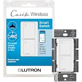 Lutron Caseta Smart Light Switch for Lighting and Fans (Smart Hub Required) | For Caseta systems, smart switch for any bulbs, 6 amp, single-pole/3-way, neutral required, PD-6ANS-WH, White