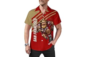 DIYBA4S Men's Football Shirt City Mascots Cuban Neck Shirts Hawaii Short Sleeve Game Day Gifts for Fans Men S-2XL